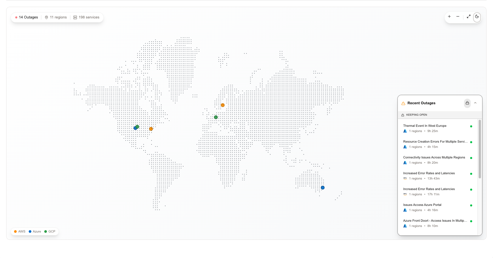 Global Outage Detection Map